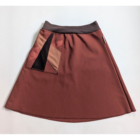 Gajettes Handmade Aline Boho Skirt Size Small Burnt Orange And Stretch Waist - Picture 1 of 8